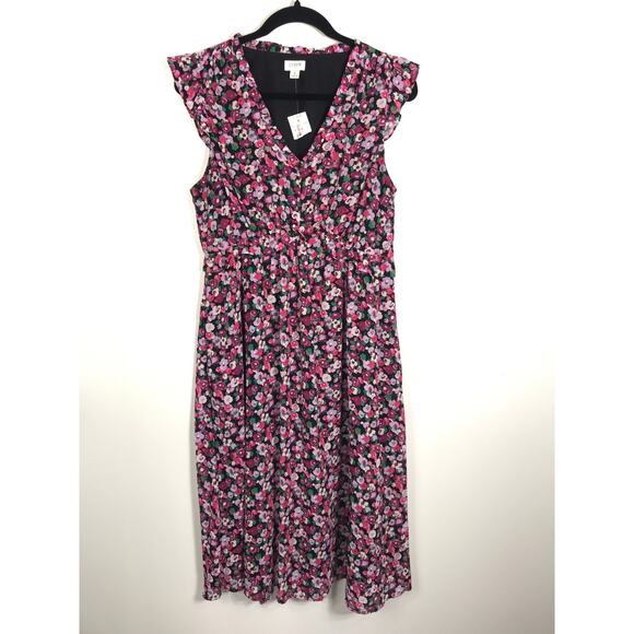 J. Crew NWT Women's 8 Floral Ruffle Tiered Midi Dress Colorful Vibrant Summer - Picture 1 of 11